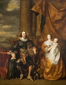 King Charles Ii Collection: Portrait of Charles I and his Family, 17th century. Creator: Remee van Leemput
