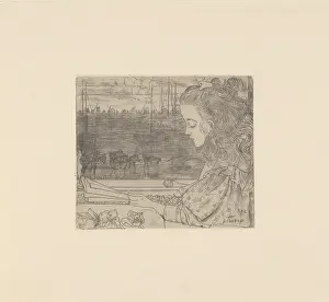 Toorop Prints: Portrait of Charley Toorop, reading by the window, c1900. Creator: Toorop, Jan (1858-1928)