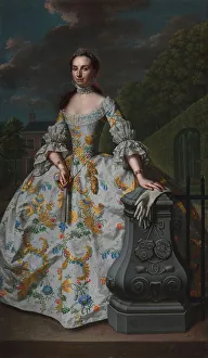 Floral Dress Prints: Portrait of Charlotte Beatrix Strick van Linschoten, 1755. Creator: Mattheus Verheyden