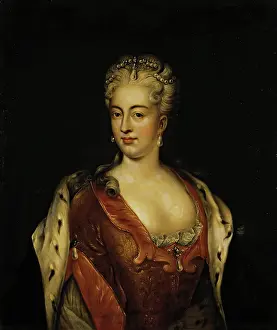 Pearls Prints: Portrait of Charlotte Sophia Christina of Brunswick Wolfenbuttel, 1720. Creator: Unknown