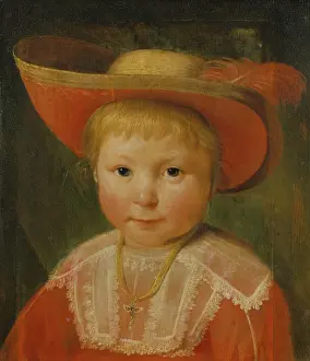 Soutman Prints: Portrait of a Child with a Red Lined Straw Hat, c1635-1640. Creator: Pieter Soutman?