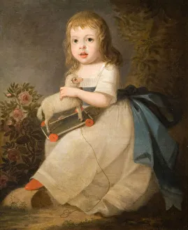 British School Gallery: Portrait of a Child with a Toy Sheep, 1850. Creator: Unknown