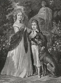 Portrait of two of the children of Louis XVI of France, (1754-1793) and Marie-Antoinette... 1876. Creators: Hippolyte de la Charlerie, Pannemaker