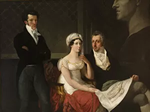 Milanese School Collection: Portrait of the Cicognara family, with the bust of Antonio Canova, 1816-1817