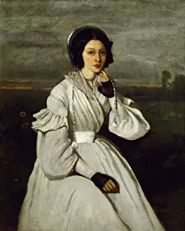 Portrait of Claire Sennegon. Artist: Corot, Jean-Baptiste Camille (1796-1875) Portrait of Claire Sennegon. Artist: Corot, Jean-Baptiste Camille (1796-1875)