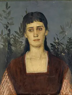 Neckline Prints: Portrait of Clara Bocklin, Eldest Daughter of the Artist, 1876. Creator: Arnold Bocklin