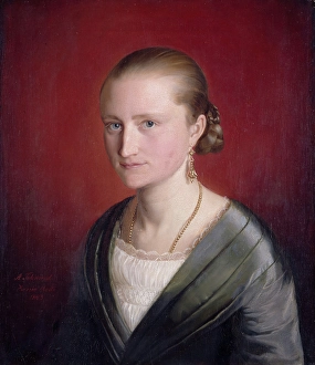 Tidemand Adolph Prints: Portrait of Claudine Jaeger, 1843. Creator: Adolph Tidemand