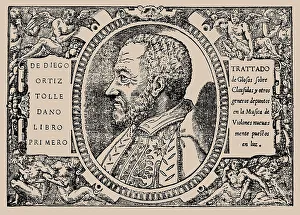 Portrait of the composer Diego Ortiz (1510-1576) From: Delle glosse sopra le cadenze, 1553. Creator: Anonymous