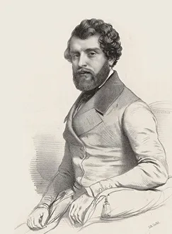 Marie Alexandre Menut 1812 1883 Prints: Portrait of the composer Federico Ricci (1809-1877), 1844