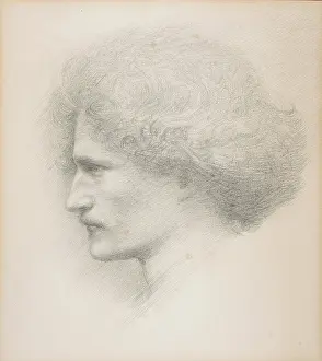 Pencil On Paper Prints: Portrait of the composer Ignacy Jan Paderewski (1860-1941)