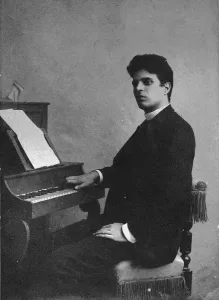 Mascagni Prints: Portrait of the Composer Pietro Mascagni (1863-1945), c. 1890. Creator: Anonymous