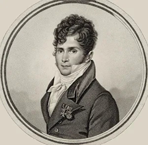 Portrait of the conductor and composer Gaspare Spontini (1774-1851), 1821. Creator: Bourgeois de la Richardière, Antoine-Achille (1777-1838)