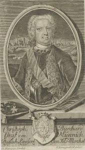 Portrait of Count Burkhard Christoph von Münnich (1683-1767), ca 1730. Creator: Bernigeroth