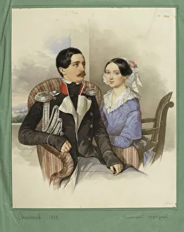 Alexeyev Prints: Portrait of Count Jakov Karlovich Sievers (1818-1865) and Countess Vera Mikhaylovna 1818-1865
