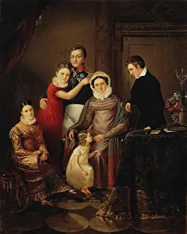 Class Prints: Portrait of Count Nikolai Repnin-Volkonsky with His Family, 1825. Creator: Unknown