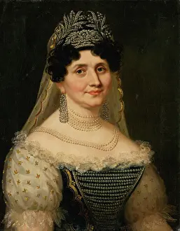 Beads Prints: Portrait of Countess Barkoczy, 1820s. Creator: Janos Rombauer