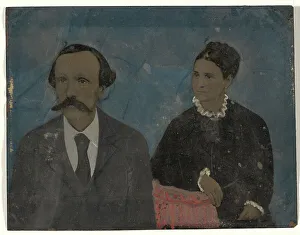 Ruffle Prints: Portrait of couple, 1860s-1880s. Creator: Unknown