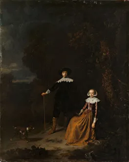 Dou Gerard Prints: Portrait of a Couple in a Landscape, 1630-1675. Creator: Gerrit Dou