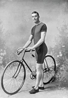 Cyclist Prints: Portrait of the cyclist R Palmer, 1896. Creator: Symmons & Thiele