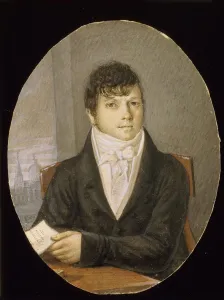 Gouache On Horn Prints: Portrait of the dancer, ballet master and script writer Ivan Valberkh (1766-1819)