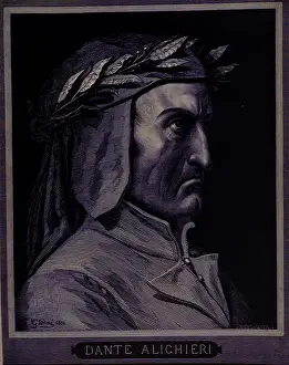Dore Gustave Prints: Portrait of Dante Alighieri, 1861. Creator: Gustave Dore