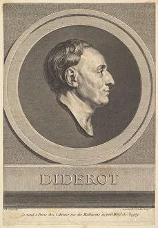 Greuse Prints: Portrait of Denis Diderot, 1766. Creator: Augustin de Saint-Aubin