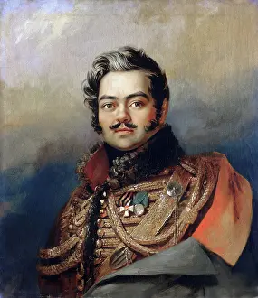 Davydov Prints: Portrait of Denis V. Davydov (1784-1839), 1824. Creator: Workshop of George Dawe