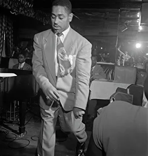 Downbeat Prints: Portrait of Dizzy Gillespie, Downbeat, New York, N.Y. 1946. Creator: William Paul Gottlieb