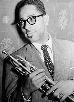 Portrait of Dizzy Gillespie, Famous Door, New York, N.Y. ca. June 1946. Creator: William Paul Gottlieb