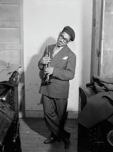 Gillespie Dizzy Prints: Portrait of Dizzy Gillespie, New York, N.Y. ca. May 1947. Creator: William Paul Gottlieb