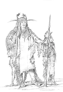 Myers And Co Prints: Portrait of Eagle Ribs, Native American Man, 1841. Artist: Myers and Co
