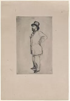 Drypoint Collection: Portrait of Edgar Degas, wearing a hat, 1876. Creator: Marcellin-Gilbert Desboutin