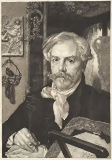 Portrait of Edmond de Goncourt (1822-1896), 1882. Creator: Bracquemond, Felix (1833-1914)