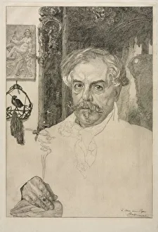 Etching With Drypoint Prints: Portrait of Edmond de Goncourt, 1882. Creator: Felix Bracquemond (French, 1833-1914)