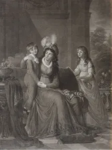 Portrait of Ekaterina Sergeevna Samoylova, nee Trubetskaya (1763-1830) with Children, 1797. Artist: Walker, James (1748-ca. 1808)