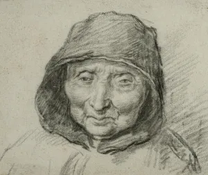 Portrait of an elderly woman, full face, unknown date. Creator: Anon