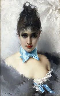 Vittorio Matteo 1859 1933 Prints: Portrait of an elegant Lady, 1887