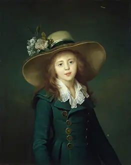 Jean Louis Prints: Portrait of Elisabeta Alexandrovna Stroganovaa as a girl in a Hat
