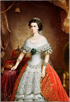 Portrait of Elisabeth of Bavaria, 1856. Artist: Russ, Franz, the Elder (1817-1892) Portrait of Elisabeth of Bavaria, 1856. Artist: Russ, Franz, the Elder (1817-1892)