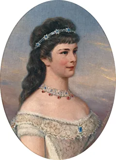 Portrait of Elisabeth of Bavaria with Diadem. Artist: Bitterlich, Richard (1862-1940) Portrait of Elisabeth of Bavaria with Diadem. Artist: Bitterlich, Richard (1862-1940)
