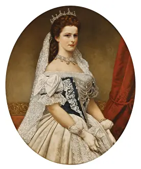 Sissi Prints: Portrait of Elisabeth of Bavaria in Hungarian coronation dress with the rose diadem
