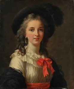 Vigee Le Brun Prints: Portrait of Elisabeth Louise Vigee Le Brun with Cerise Ribbons