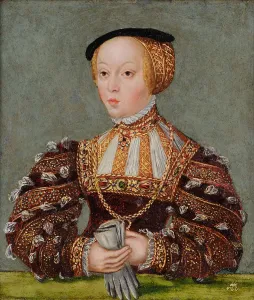 Oil On Tin Plate Gallery: Portrait of Elizabeth of Austria (1526-1545), Queen of Poland, c. 1565