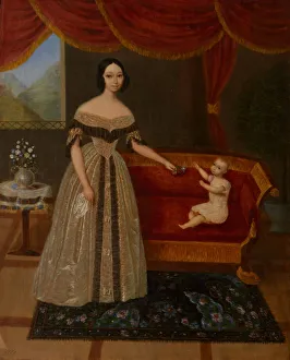 Portrait of Elizaveta Andreevna Yurievich (1809-1858) with son Nikolai, 1838