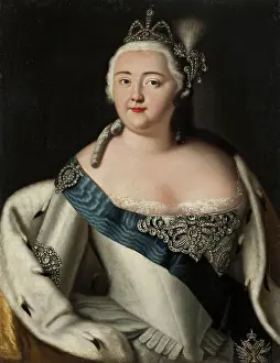 1750s Prints: Portrait of Elizaveta Petrovna, 1750. Creator: Unknown