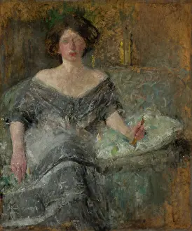 Neckline Prints: Portrait of Elza Krauze, 1912. Creator: Olga Boznanska