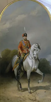 Portrait of the Emperor Alexander III (1845-1894) in the Uniform of the Hussar regiment of the Leib Guard, 1881. Artist: Sverchkov, Nikolai Yegorovich (1817-1898)