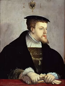 Charles V Of Spain Gallery: Portrait of the Emperor Charles V (1500-1558), ca 1532. Artist: Amberger, Christoph (ca. 1500-1562)