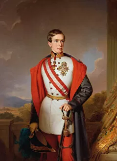 Academic Art Collection: Portrait of Emperor Franz Joseph I of Austria, 1849. Creator: Einsle, Anton (1801-1871)