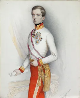 Portrait of Emperor Franz Joseph I of Austria, 1849. Creator: Prinzhofer, August (1817-1885)
